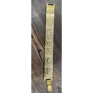 Vintage Sarah Coventry Signed Gold Tone Floral Panel Bracelet